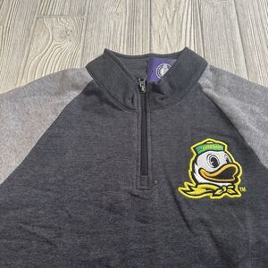 Oregon Ducks 1/4 Zip Fleece Pullover Men’s XL 2 Tone Gray Logo Captivating New